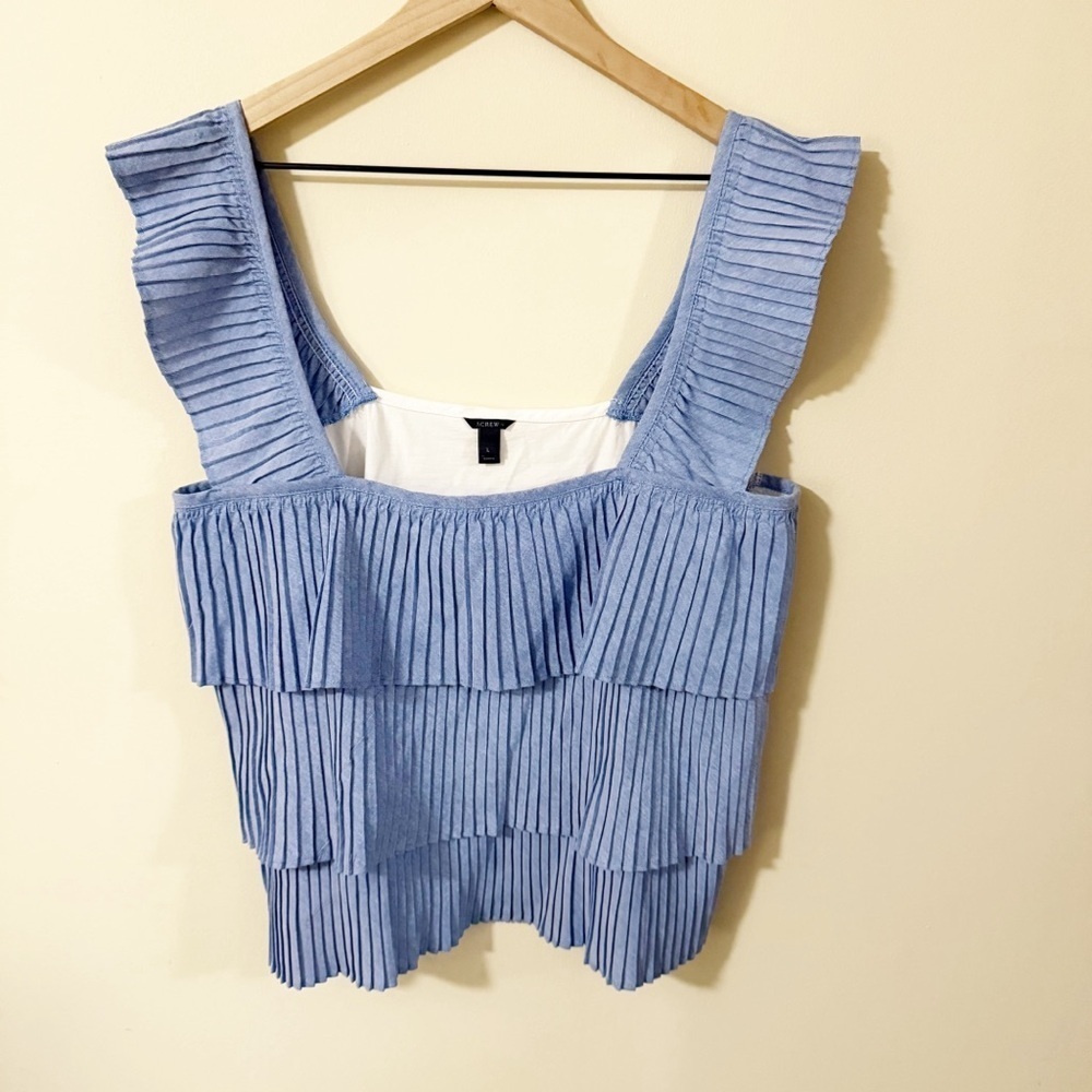 J Crew Womens Blue Sleeveless Tank Shirt Size Large Summer Beach Vacation